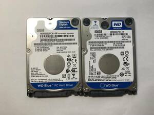 中古パーツ 2.5 インチ SATA 内蔵ハードディスク 厚さ7mm 500GB HDD 5400RPM 2台セット売り 正常品 500(5400)-36