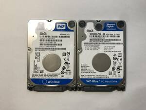 中古パーツ 2.5 インチ SATA 内蔵ハードディスク 厚さ7mm 500GB HDD 5400RPM 2台セット売り 正常品 500(5400)-37