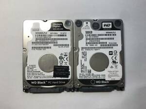 中古パーツ 2.5 インチ SATA 内蔵ハードディスク 厚さ7mm 500GB HDD 7200RPM 2台セット売り 正常品 500(7200)-4