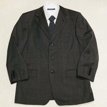 1円~◎ Ermenegildo Zegna セットアップ　ダークグレー ブラウン オリーブ　黒タグ 希少 エルメネジルドゼニア フォーマル スーツ_画像2