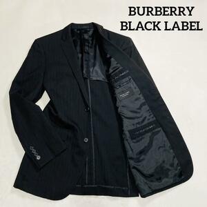 BURBERRY BLACK LABEL　テーラード　ジャケット　ストライプ　黒　バーバリー　ブラックレーベル　スーツ　美品　ダーク