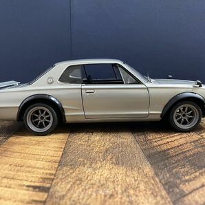 ★☆京商 KYOSHO 1/18 ニッサン 日産 スカイライン SKYLINE GT-R KPGC10 ハコスカ改 カスタム品 シルバー カスタム多数☆★の画像5