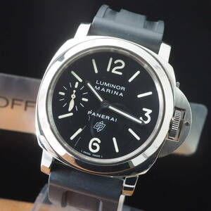 パネライ ルミノール マリーナ ロゴ OP6617 PANERAI LUMINOR MARINA SS 手巻き 黒 ラバー メンズ 1180/1600本限定+元箱[PB538499-ZD1