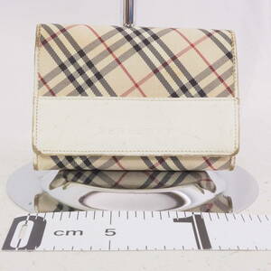 バーバリー ノバチェック BURBERRY キャンバス×レザーベージュ×アイボリー カード入れ 札入れ 小銭入れ 二つ折り 財布[Pa1423-WZ8