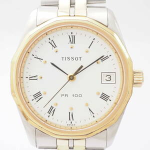 ティソ PR100 TISSOT デイト クォーツ コンビ×ホワイト 白文字盤 ローマン ボーイズ 男女兼用 腕時計[533601FV-AC3