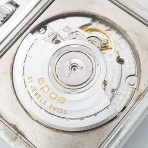 エポス レクタンギュラーオートマ 3348SL epos デイト 21石 SS 自動巻 シルバー ローマン 裏スケ メンズ腕時計 フェイス+元箱[Pa1417-ZD8の画像9