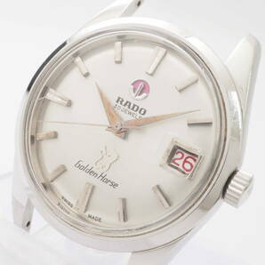 ラドー ゴールデンホース 11675 RADO Golden Horse 30石 デイト SS 自動巻 シルバー タツノオトシゴ メンズ腕時計 フェイス[26080107-AE6の画像1