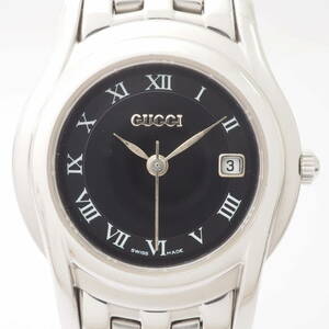 グッチ 5500L GUCCI デイト SS クォーツ ブラック 黒文字盤 ローマン レディース 女性 腕時計[0001446-AK3