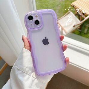 【新商品】iPhoneケース うねうね パープル かわいい おしゃれ クリア 13 14 15