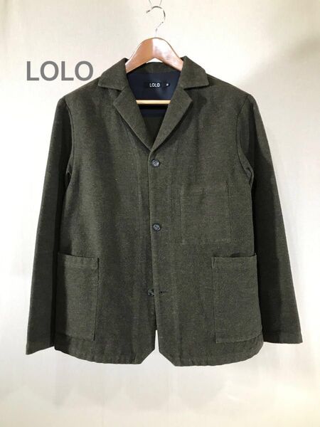 LOLO ロロ 綿ウール アンコン シャツジャケット カーキ 日本製(送料無料)