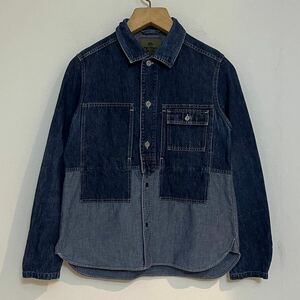 【31】 NIGEL CABOURN ユーティリティ インディゴ デニム シャツ ジャケット 48 ナイジェルケーボン