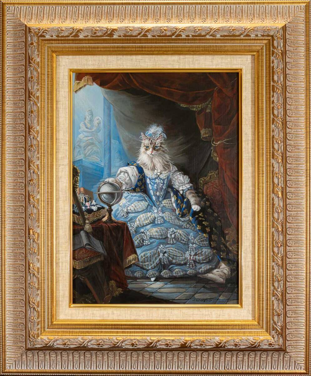 Hand-painted acrylic painting of the cat aristocrat Marie Antoine with frame (acrylic plate replaced) Authentic, Artwork, Painting, acrylic, Gash