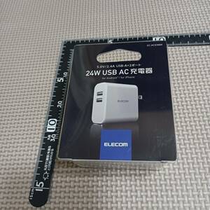 未開封 ELECOM EC-AC03WH 24W USB AC充電器 5.0V 2.4A USB-A×2ポート ホワイト 白 USB充電器 スマホ エレコム