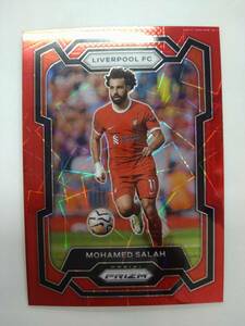 PANINI 2023-24 PRIZM BASE No.73 MOHAMED SALAH RED LASER PARALLEL 12/49 COLLAR MATCH ローダー発送 特価 モハメド サラー カラーマッチ