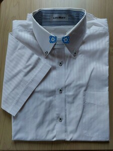 【新生活準備】　メンズ　ワイシャツ　LES MUES　AOKI　Lサイズ　ボタンダウンホワイト　無地　ストライプ　Yシャツ