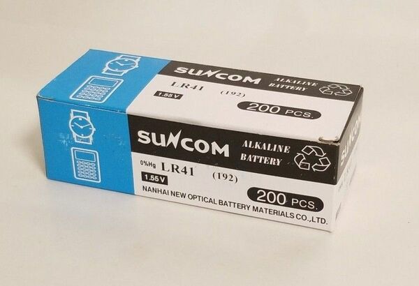 SUNCOM 200PCS アルカリボタン電池 10個パック LR41