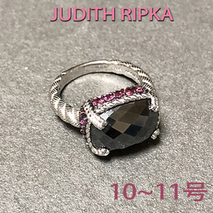 ◇１０～１１号ジュディス・リピカ：ヘマタイト＋ガーネットのシルバーリングJudith Ripka