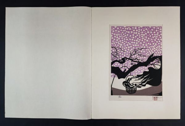 限定100(68/100)【宮田雅之･木版画｢桜｣】※説明欄必読 切り絵画家/押絵画家/版画家/春燈/表紙/国連公式認定画家/, 美術品, 版画, 木版画