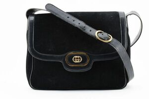 1円 GUCCI ヴィンテージ グッチ オールドグッチ インターロッキング スエード/ヌバック ショルダーバッグ 肩掛け クラシック ロゴ 24-973