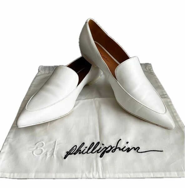 3.1 PHILLIP LIM（スリーワンフィリップリム）ホワイト レザー ポインテッドトゥ フラット 美品