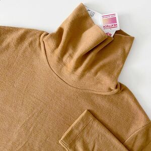 新品 L ユニクロ UNIQLO ヒートテック フリース タートルネックT インナー ロンT 長袖 34 ブラウン マスタード ダークイエロー 