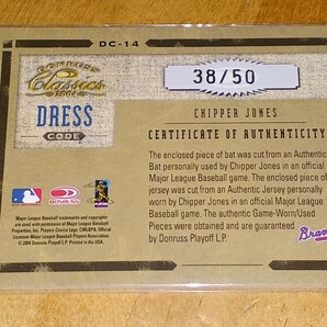 2004 Donruss Classics Dress Code Classics Chipper Jones Game-used Jersey & Bat 50枚限定 チッパー・ジョーンズ ブレーブスの画像2