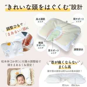 新品☆定価3,980円 enne. 高さ・向き調整機能 赤ちゃん枕 絶壁防止 0ヶ月〜 ベビー枕 新生児 絶壁防止 ベビーまくら 向き癖 通気性 王冠の画像3