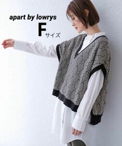 USED☆ apart by lowrys 幾何学柄Vネックベスト ブラック F