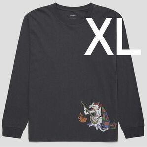 XL ロンT グラニフ 石黒亜矢子 猫股 ロング Tシャツ 長袖 スミクロ