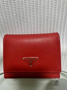 PRADA 財布 ウォレット 三つ折り コンパクトウォレット 小銭入れ レッド