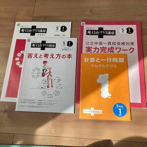 考える力　プラス講座テキスト&答えと考え方の本　公立中高一貫校受験対策　実力完成ワーク　計算と一行問題ドリル　4つセット