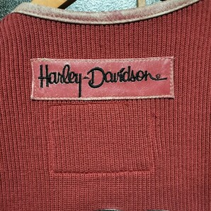 ハーレーダビッドソン ビンテージ レザーベスト ベスト レザージャケット ライダースジャケット ブルゾン L バイカー 刺繍 レッド 赤の画像7