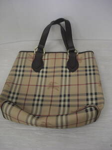 ◆◇BURBERRY/バーバリー/ノバチェック/PVC×レザー/トートバッグ/ハンドバッグ/レディース/ベージュ系　:ブk1879-361ネ◇◆