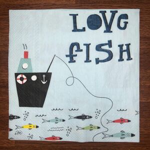 No. 47 ペーパーナプキン　紙ナプキン　デコパージュ用　デコパージュ LOVE fish 船釣り