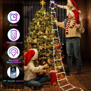 はしごサンタクロース クリスマスイルミネーション 屋外 APP制御 サンタはしご LED 3M リモコン付 電飾 モチーフ 防水 タイマー機能