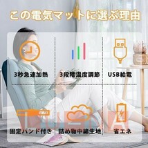 電気ブランケット 電気ひざ掛け 電気毛布 USB給電式 ひざ掛け 肩掛け 電熱 カーペット 電気毛布 丸洗い カーペット ファスナー電気 男女用_画像2