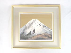  внутри . земля корова .. японская живопись дом литография 59/150 пейзаж картина гора гора Фудзи природа 