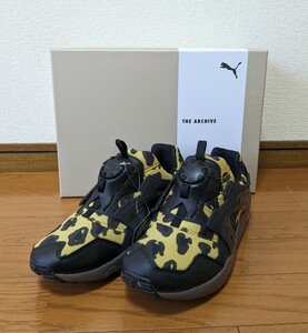 27 新品 PUMA DISC BLAZE LEOPARDプーマ ディスク ブレイズ レオパード スニーカー ブラック イエロー 黒 黄 レオパード柄 豹柄 ヒョウ柄