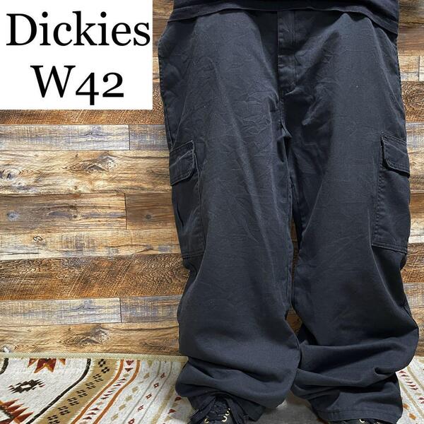 Dickies ディッキーズ w42 カーゴパンツ ワークパンツ 黒 ブラック メンズ 古着 オーバーサイズ 極太 ビッグサイズ ディッキース