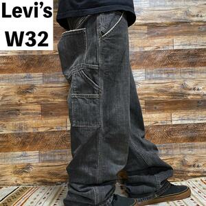 Levi's リーバイス ブラックデニムペインターパンツ 古着 ジーパン w32 カーペンターパンツ ブラックジーンズ 黒 メンズ ジーパン levis