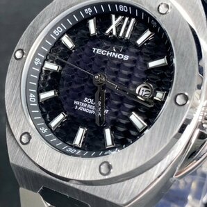 新品 テクノス TECHNOS 正規品 腕時計 アナログ腕時計 ソーラー ステンレス 3気圧防水 カレンダー シルバー ブラック メンズ プレゼントの画像4