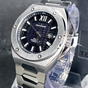 新品 テクノス TECHNOS 正規品 腕時計 アナログ腕時計 ソーラー ステンレス 3気圧防水 カレンダー シルバー ブラック メンズ プレゼントの画像3