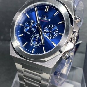 新品 テクノス TECHNOS 正規品 腕時計 アナログ腕時計 クオーツ ステンレス クロノグラフ 5気圧防水 多機能 シルバー ブルー プレゼントの画像4
