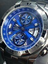 新品 正規品 ドミニク DOMINIC 自動巻き 腕時計 オートマティック カレンダー 5気圧防水 ステンレス シルバー ブルー メンズ プレゼント_画像3
