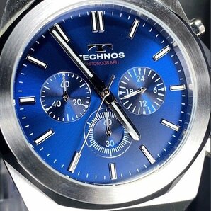 新品 テクノス TECHNOS 正規品 腕時計 アナログ腕時計 クオーツ ステンレス クロノグラフ 5気圧防水 多機能 シルバー ブルー プレゼントの画像1