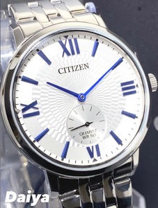 新品 シチズン CITIZEN 正規品 腕時計 クオーツ スモールセコンド ステンレスベルト ホワイト アナログ腕時計 プレゼント ギョーシェ彫り
