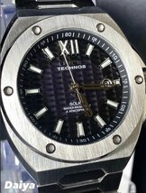 新品 テクノス TECHNOS 正規品 腕時計 アナログ腕時計 ソーラー ステンレス 3気圧防水 カレンダー シルバー ブラック メンズ プレゼント_画像1