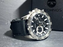新品 TECHNOS テクノス 腕時計 正規品 アナログ腕時計 クオーツ クロノグラフ 日常生活強化防水 レザーベルト メンズ ブラック プレゼント_画像6