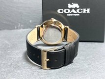 新品 COACH コーチ 正規品 腕時計 PERRY ペリー アナログ腕時計 クオーツ レザー 日常生活防水 シンプル ブラック ゴールド プレゼント_画像7