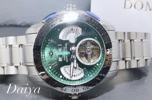 限定モデル 秘密のからくりギミック搭載 新品 DOMINIC ドミニク 正規品 手巻き腕時計 ステンレスベルト アンティーク腕時計 グリーン